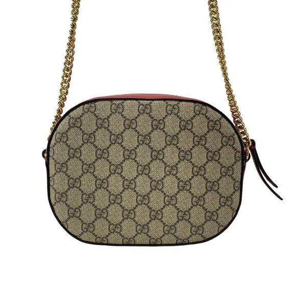 Auth GUCCI Holiday Collection GG Supreme Canvas Mini Chain Bag 409535 Beige Red - Picture 2 of 16